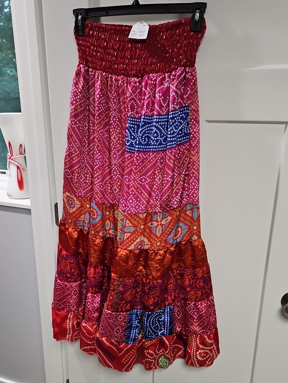 POL Wide-Leg Boho Patchwork Pants in Pink, Red, Blue